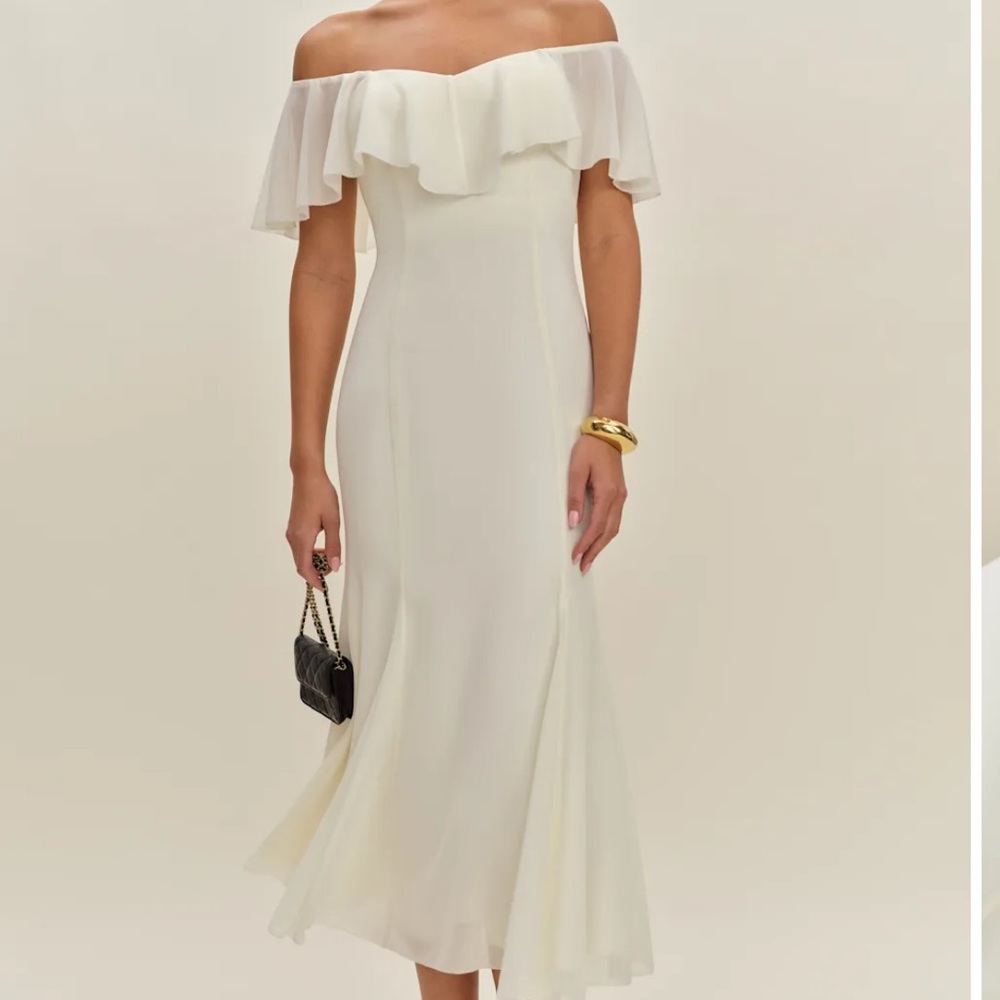 Reformation Charee Strapless Cream Dress